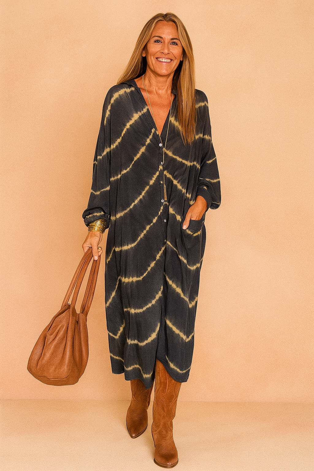 Maggia Maxi Dress – Elegant V-Neck Long Dress for Women 0
