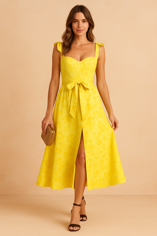 Mariana Long Summer Dress – Elegant Ruffled Floral Design for Wedding Guests 0