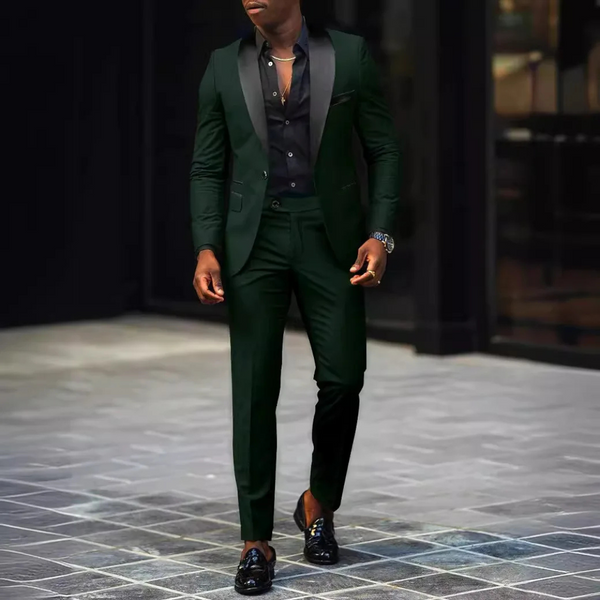 Men's Shawl Lapel Blazer and Trousers Two-Piece Suit Set