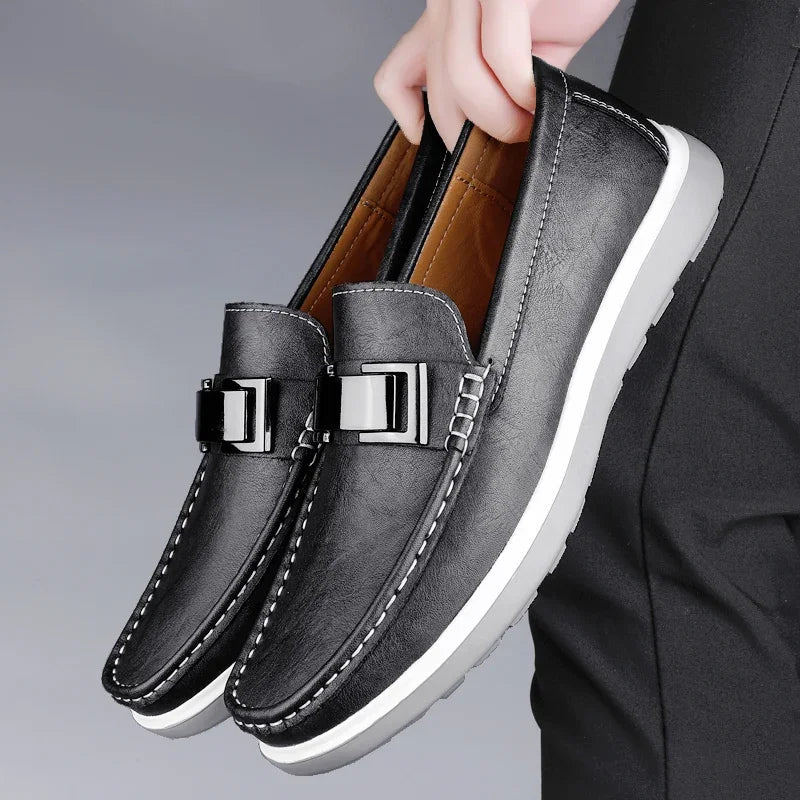 Men's Brown Loafers – Genuine Leather Casual Style for Summer Outings 1