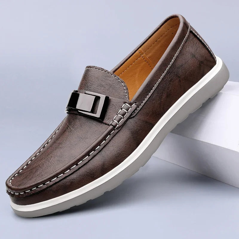 Men's Brown Loafers – Genuine Leather Casual Style for Summer Outings 4