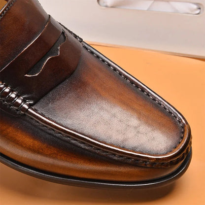 Men's Brown Penny Loafers – Genuine Leather Slip-On Style for Casual and Formal Occasions 2