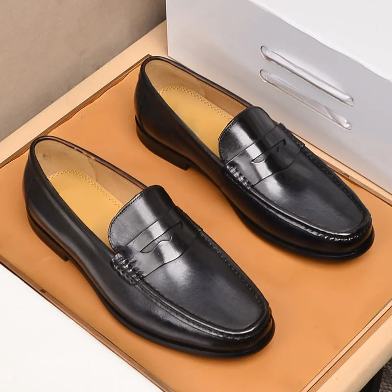 Men's Brown Penny Loafers – Genuine Leather Slip-On Style for Casual and Formal Occasions 3