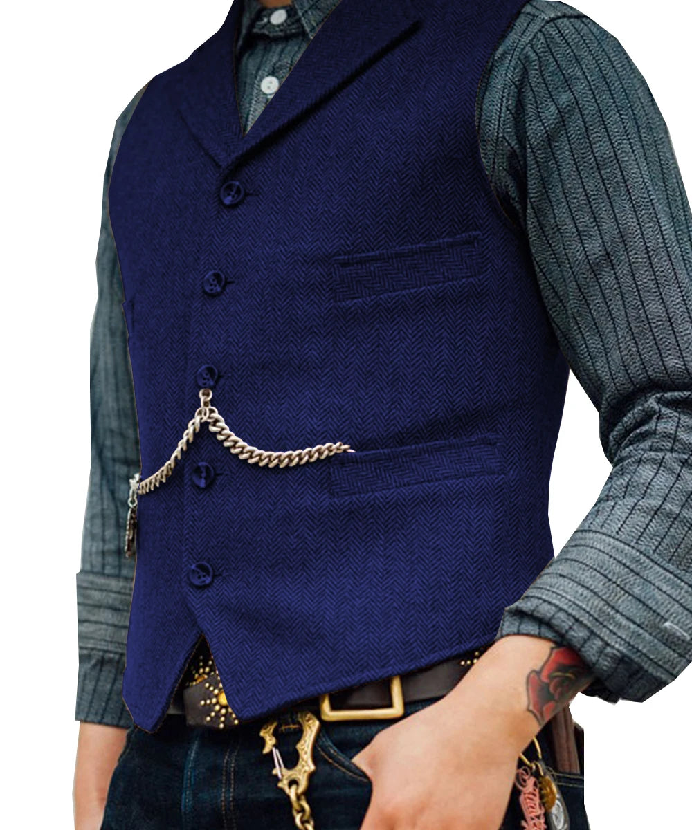 Men's Brown Waistcoat – Sophisticated V-Neck Design for Versatile Occasions 0
