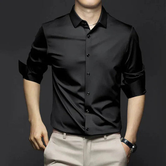 Men's Button-Up Shirt - Long-Sleeved with Point Collar 0