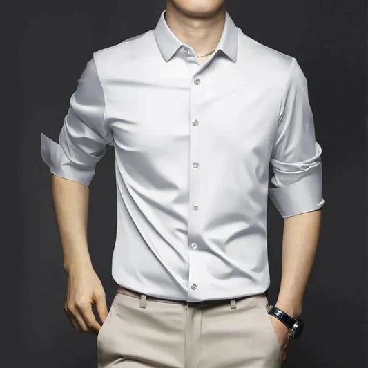 Men's Button-Up Shirt - Long-Sleeved with Point Collar 1