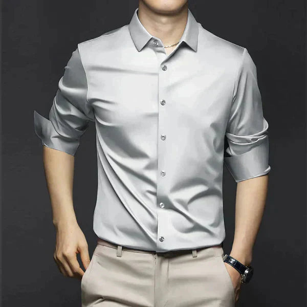 Men's Button-Up Shirt - Long-Sleeved with Point Collar 3