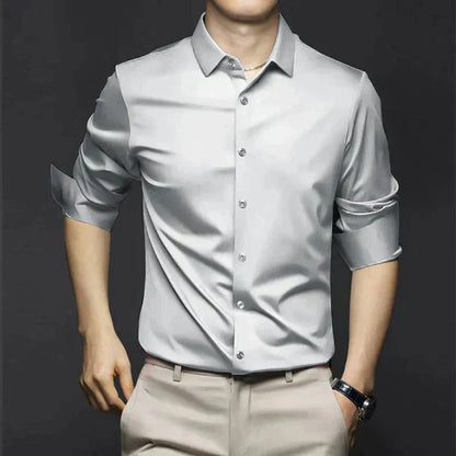 Men's Button-Up Shirt - Long-Sleeved with Point Collar 3