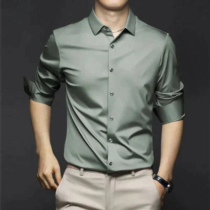 Men's Button-Up Shirt - Long-Sleeved with Point Collar 5