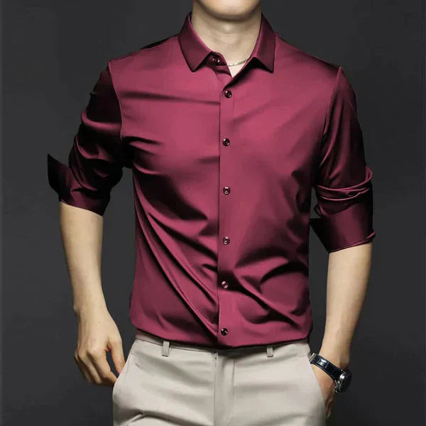 Men's Button-Up Shirt - Long-Sleeved with Point Collar 6