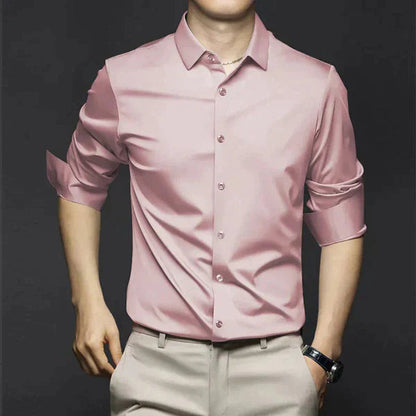 Men's Button-Up Shirt - Long-Sleeved with Point Collar 7