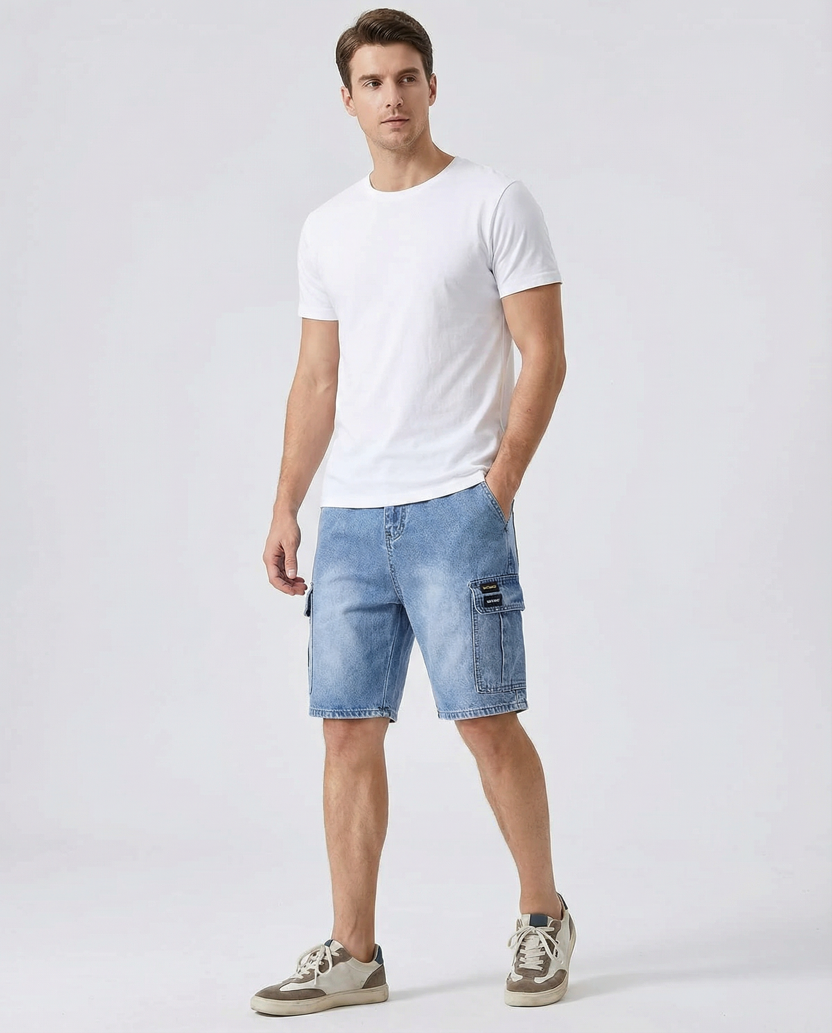Men's Cargo Denim Shorts – Comfortable Multi-Pocket Design for Summer Outings 1