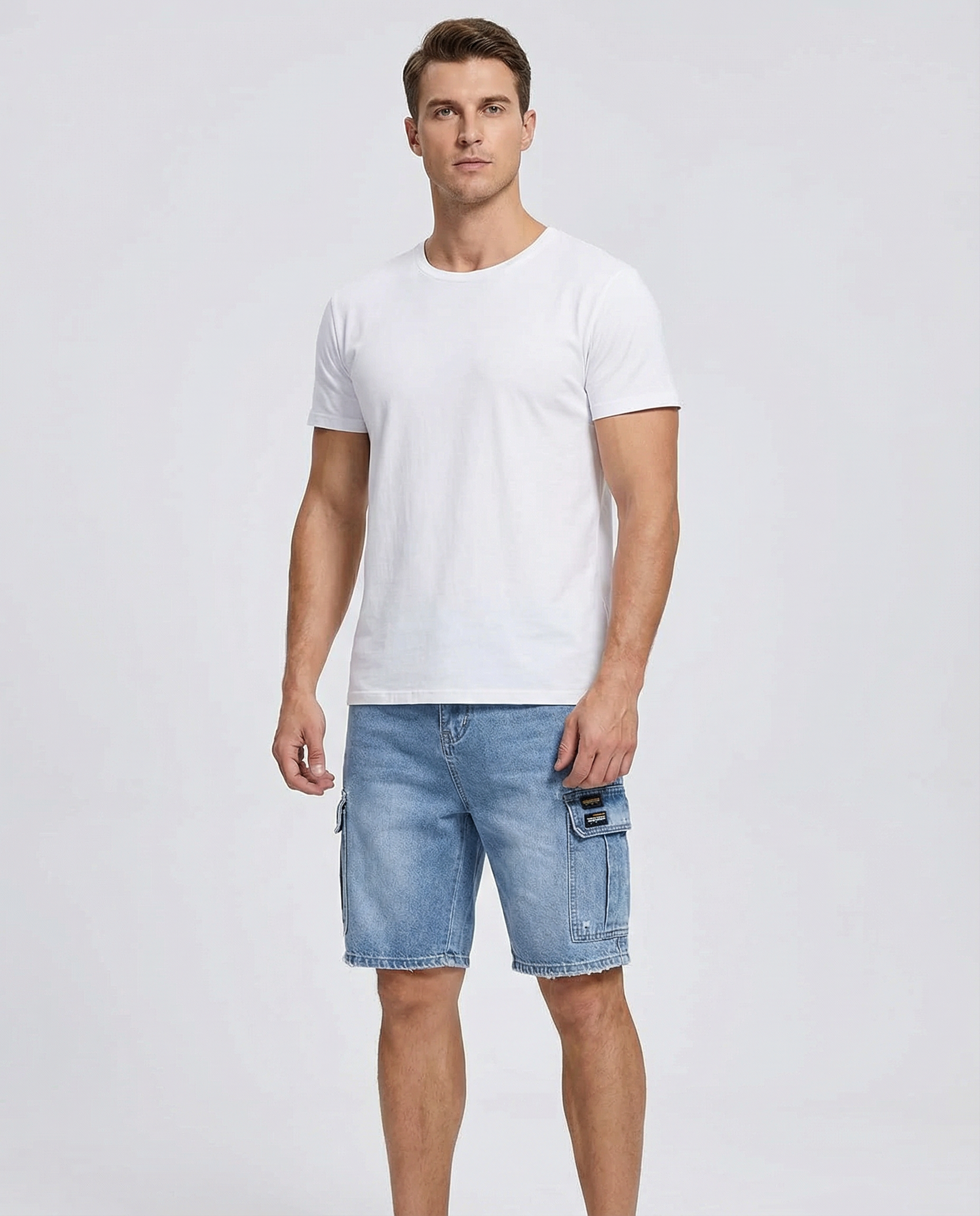 Men's Cargo Denim Shorts – Comfortable Multi-Pocket Design for Summer Outings 2