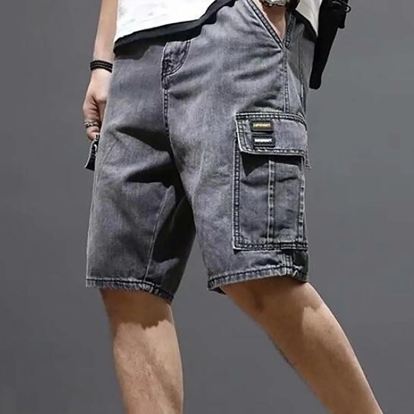 Men's Cargo Denim Shorts – Comfortable Multi-Pocket Design for Summer Outings 5