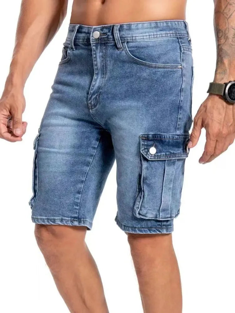 Men's Cargo Denim Shorts – Comfortable Stretch Fit for Summer Outings 0