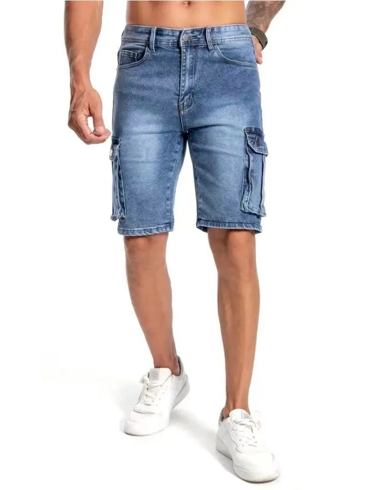 Men's Cargo Denim Shorts – Comfortable Stretch Fit for Summer Outings 2