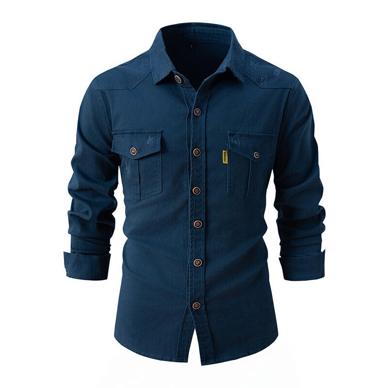 Men's Cargo Shirt - Button-Down with Chest Pockets 4