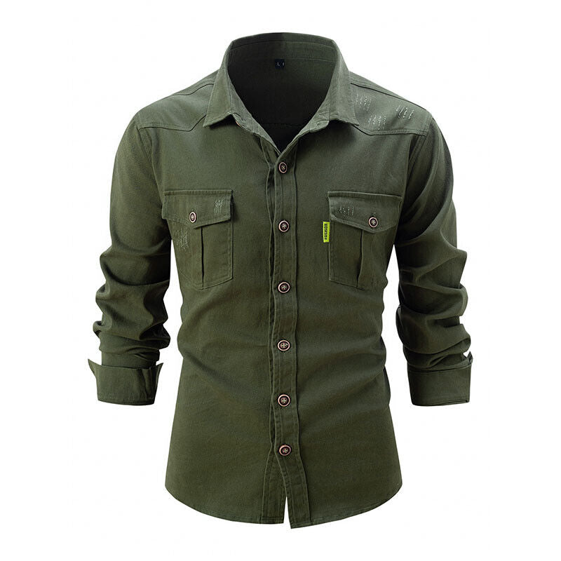 Men's Cargo Shirt - Button-Down with Chest Pockets 6