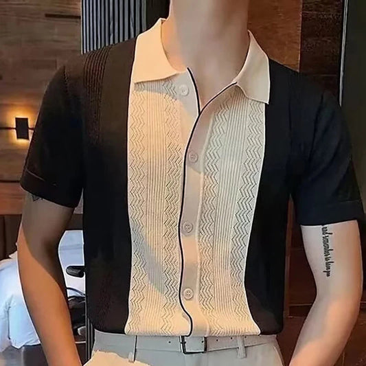 Men's Casual Knit Polo – Striped Design for Summer Outings 0