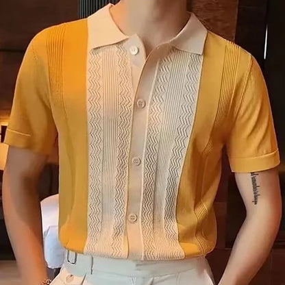 Men's Casual Knit Polo – Striped Design for Summer Outings 2
