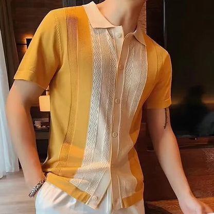 Men's Casual Knit Polo – Striped Design for Summer Outings 3