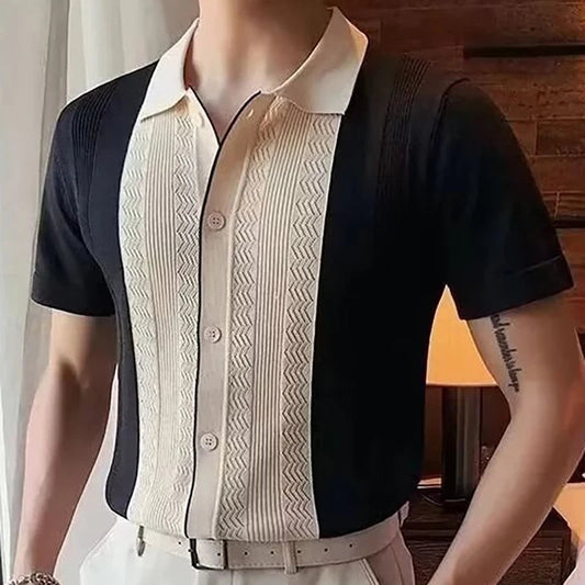 Men's Casual Knit Polo – Striped Design for Summer Outings 4