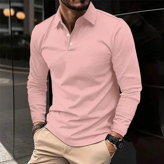 Men's Classic Long Sleeve Polo Shirt – Comfortable Fit for Casual Outings 0