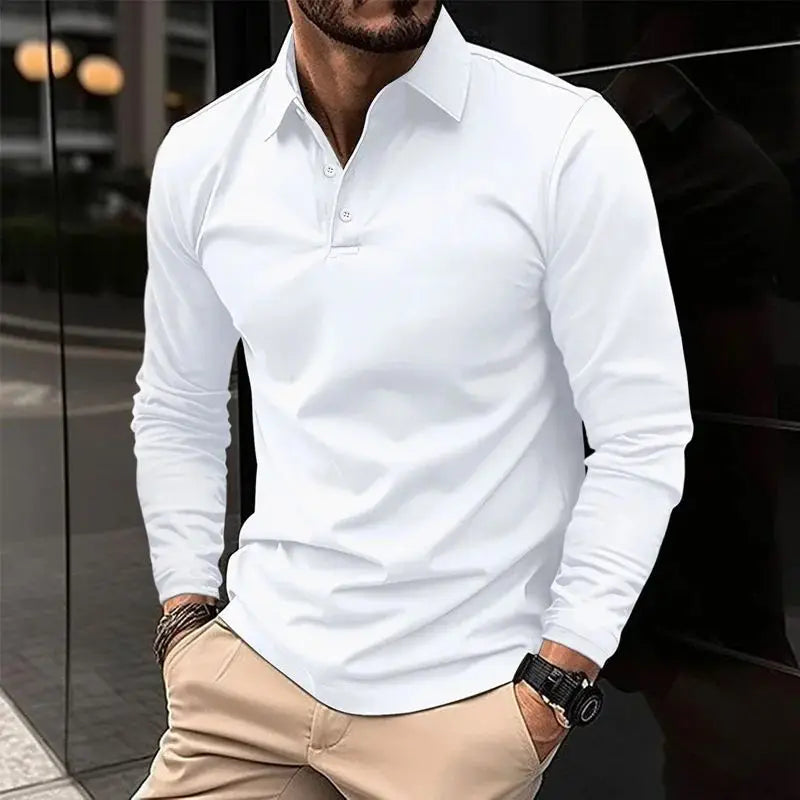 Men's Classic Long Sleeve Polo Shirt – Comfortable Fit for Casual Outings 1