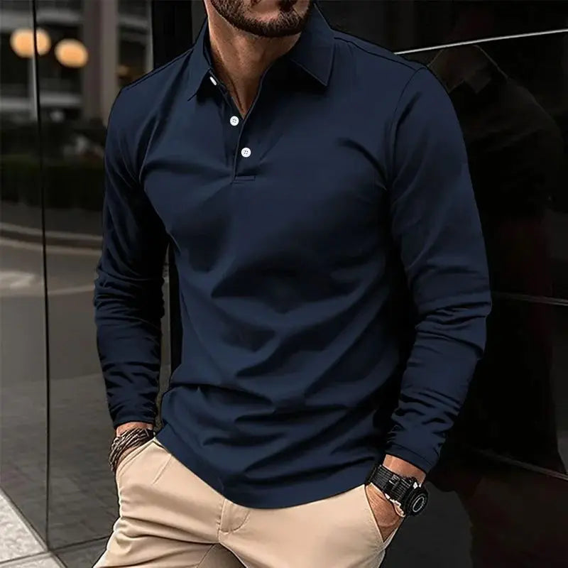 Men's Classic Long Sleeve Polo Shirt – Comfortable Fit for Casual Outings 2