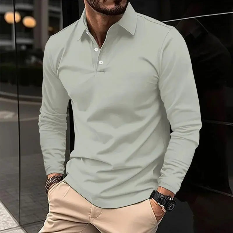 Men's Classic Long Sleeve Polo Shirt – Comfortable Fit for Casual Outings 3