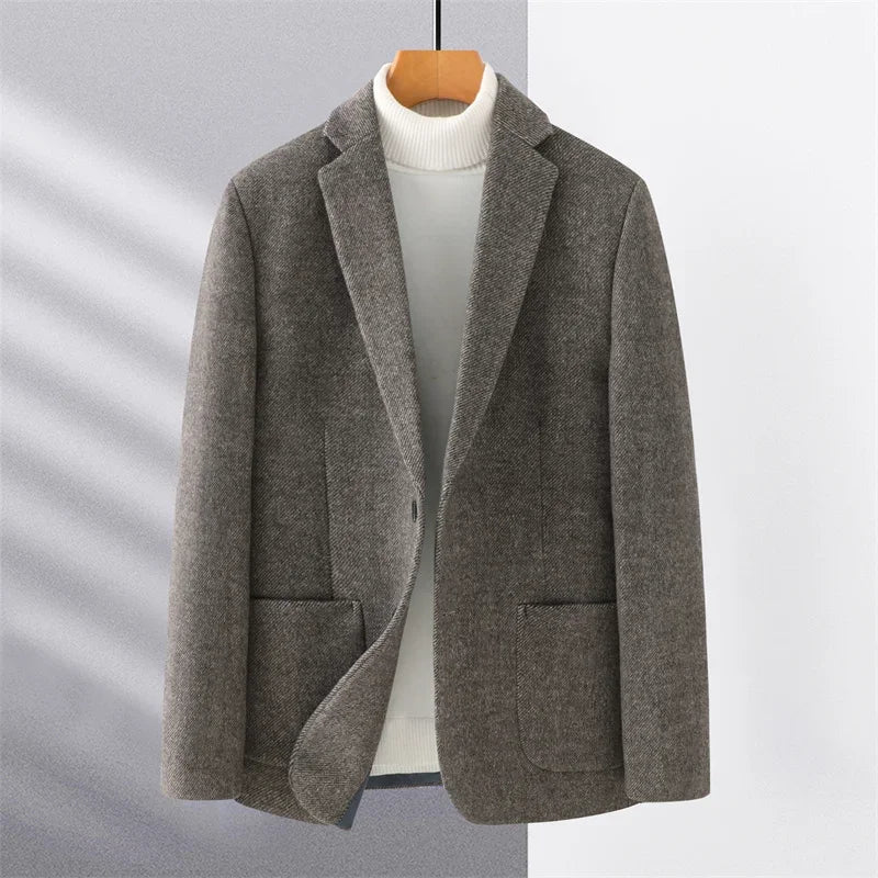 Men's Luxe Blazer Jacket – Elegant Single Breasted Wool Design for Business and Formal Occasions 0