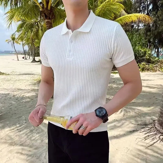 Men's Polo Shirt – Modern Slim Fit with Vertical Stripes 0