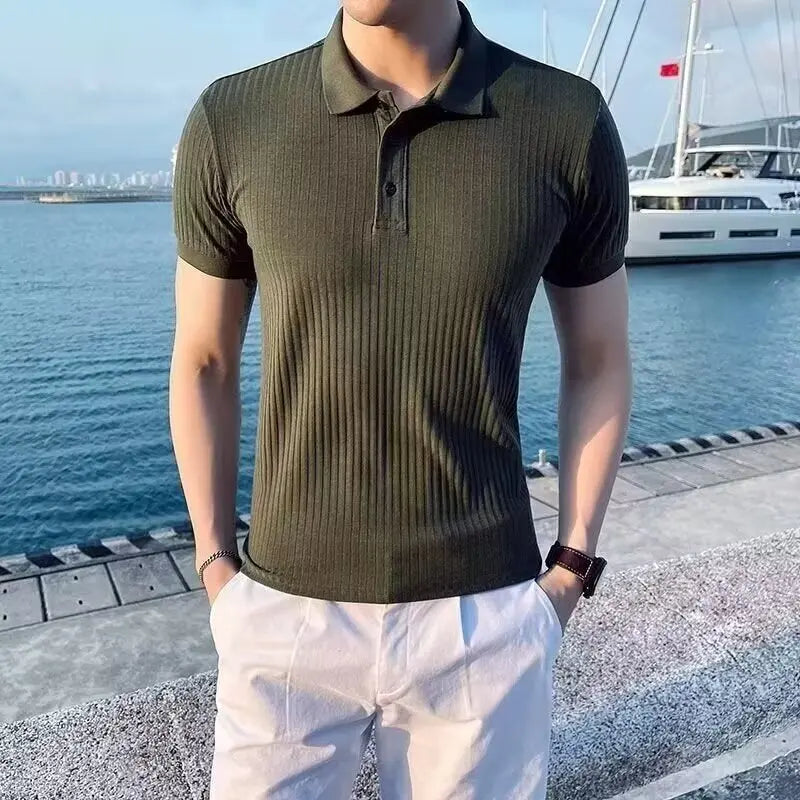 Men's Polo Shirt – Modern Slim Fit with Vertical Stripes 2
