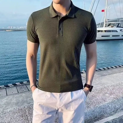 Men's Polo Shirt – Modern Slim Fit with Vertical Stripes 2