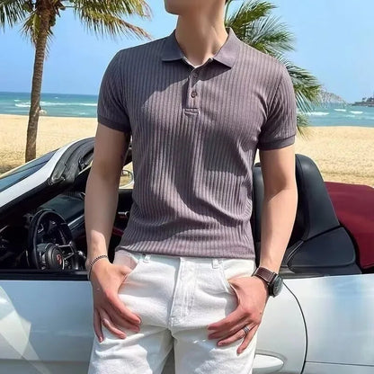 Men's Polo Shirt – Modern Slim Fit with Vertical Stripes 3