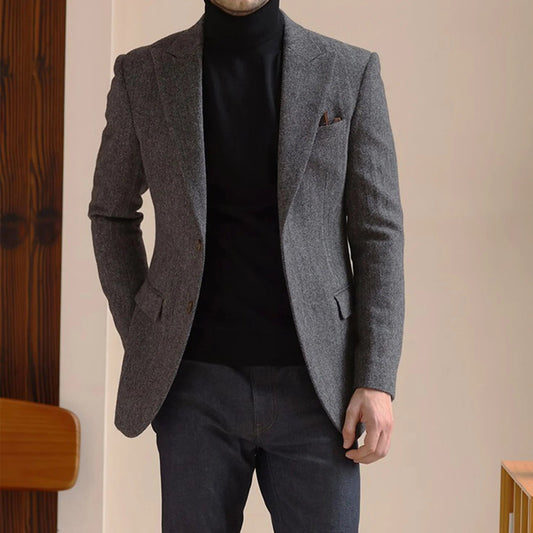 Men's Retro Blazer Jacket – Lightweight Wool for Casual and Formal Styling 0