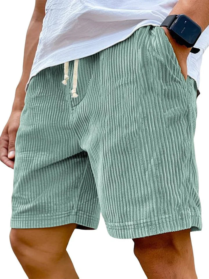 Men's Retro Corduroy Shorts – Vintage High-Waist Knee-Length Summer Style 0