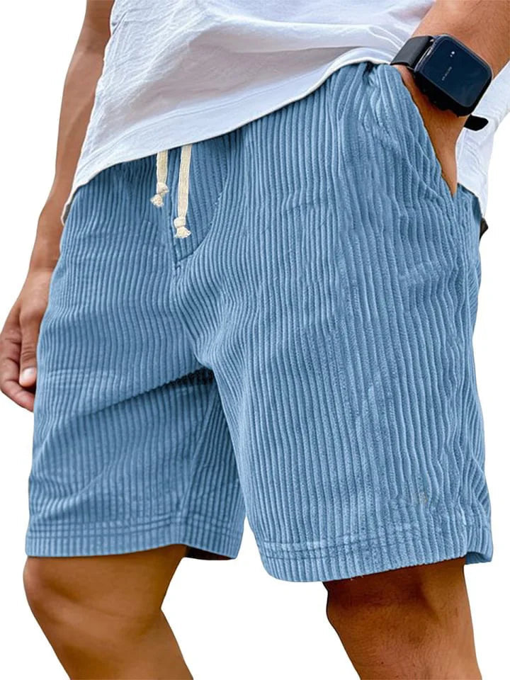 Men's Retro Corduroy Shorts – Vintage High-Waist Knee-Length Summer Style 1