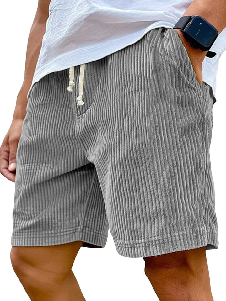 Men's Retro Corduroy Shorts – Vintage High-Waist Knee-Length Summer Style 2