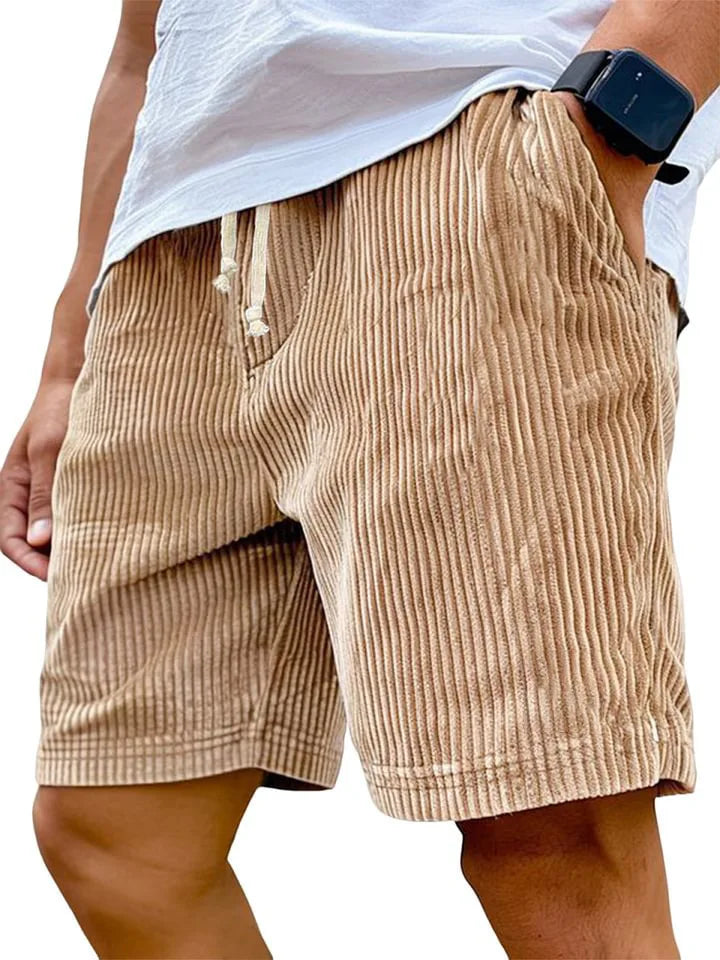 Men's Retro Corduroy Shorts – Vintage High-Waist Knee-Length Summer Style 3