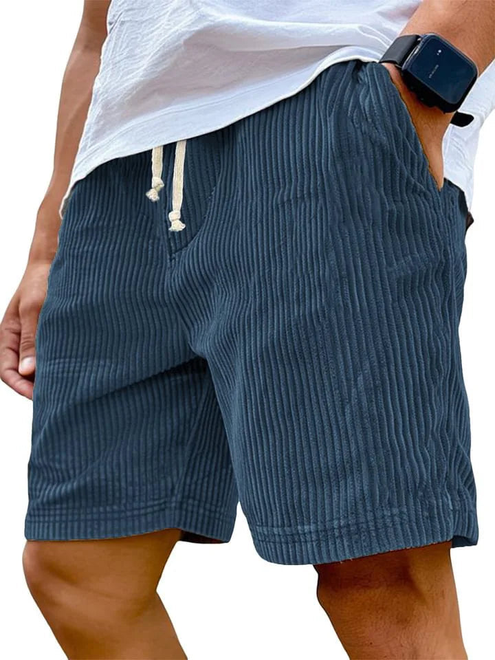 Men's Retro Corduroy Shorts – Vintage High-Waist Knee-Length Summer Style 4