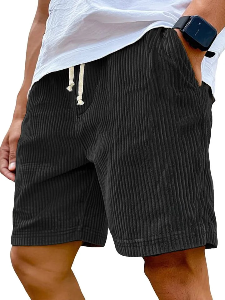 Men's Retro Corduroy Shorts – Vintage High-Waist Knee-Length Summer Style 5