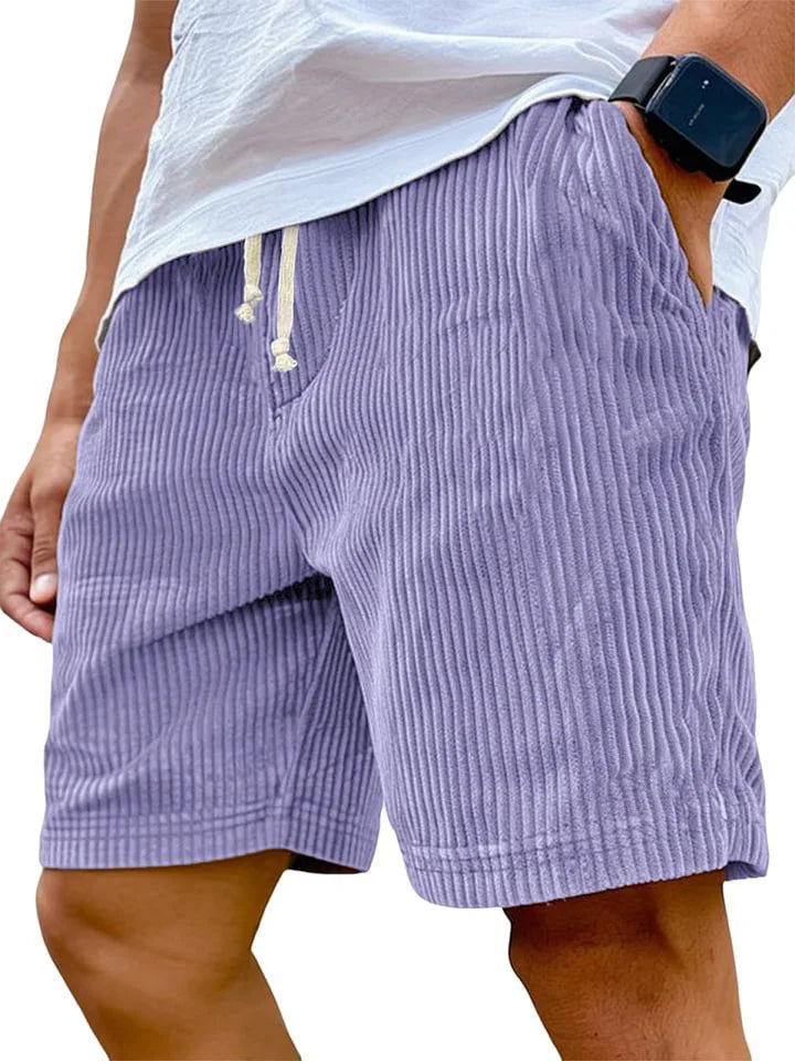 Men's Retro Corduroy Shorts – Vintage High-Waist Knee-Length Summer Style 6