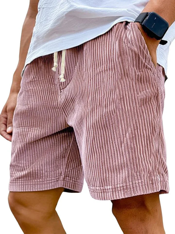 Men's Retro Corduroy Shorts – Vintage High-Waist Knee-Length Summer Style 7