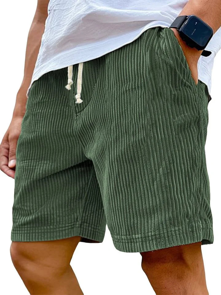 Men's Retro Corduroy Shorts – Vintage High-Waist Knee-Length Summer Style 8