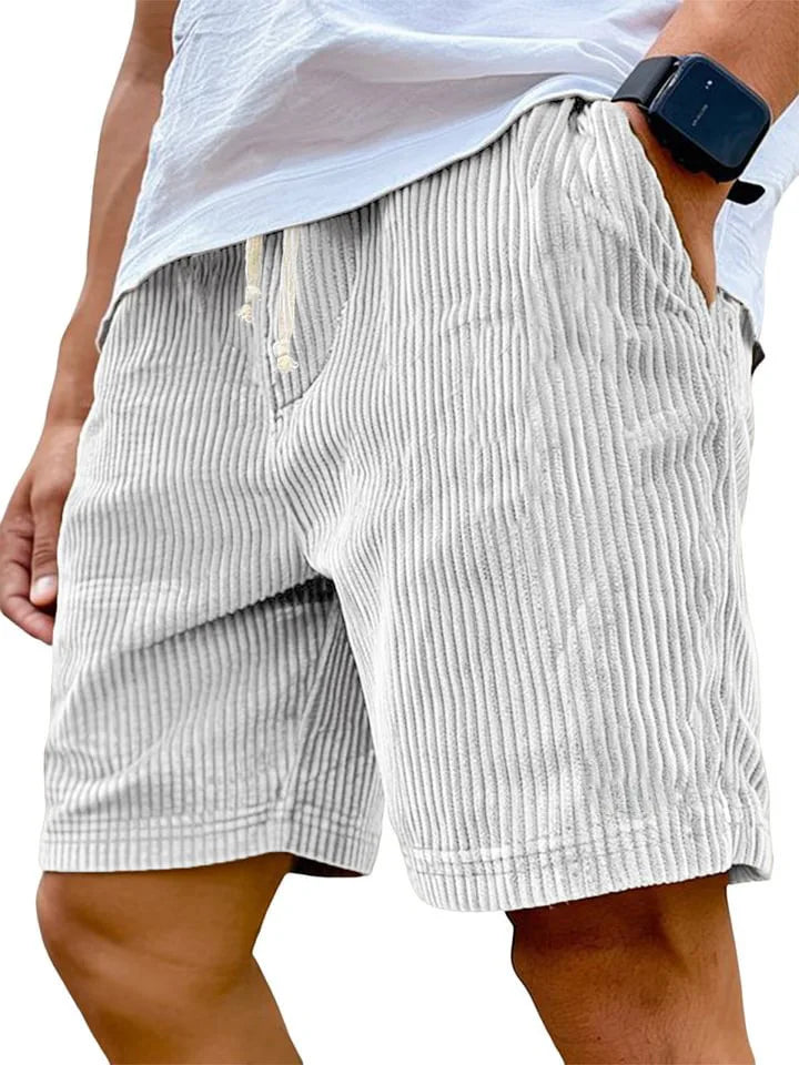Men's Retro Corduroy Shorts – Vintage High-Waist Knee-Length Summer Style 9