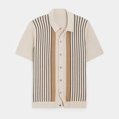 Men's Retro Striped Polo Shirt – Stylish Short Sleeve Casual Wear 3