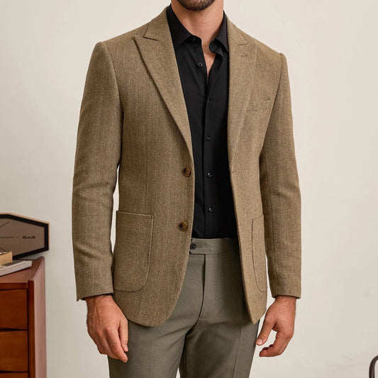Men's Retro Wool Suit – Chic Slim-Fit Jacket for Autumn Style 0