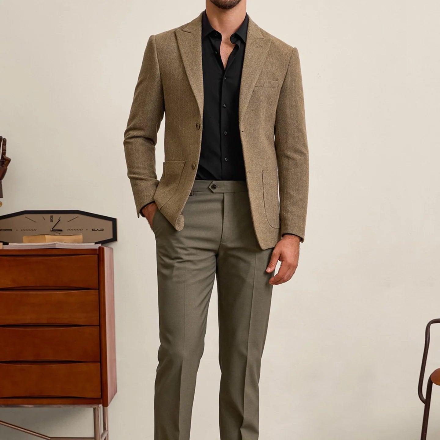 Men's Retro Wool Suit – Chic Slim-Fit Jacket for Autumn Style 3