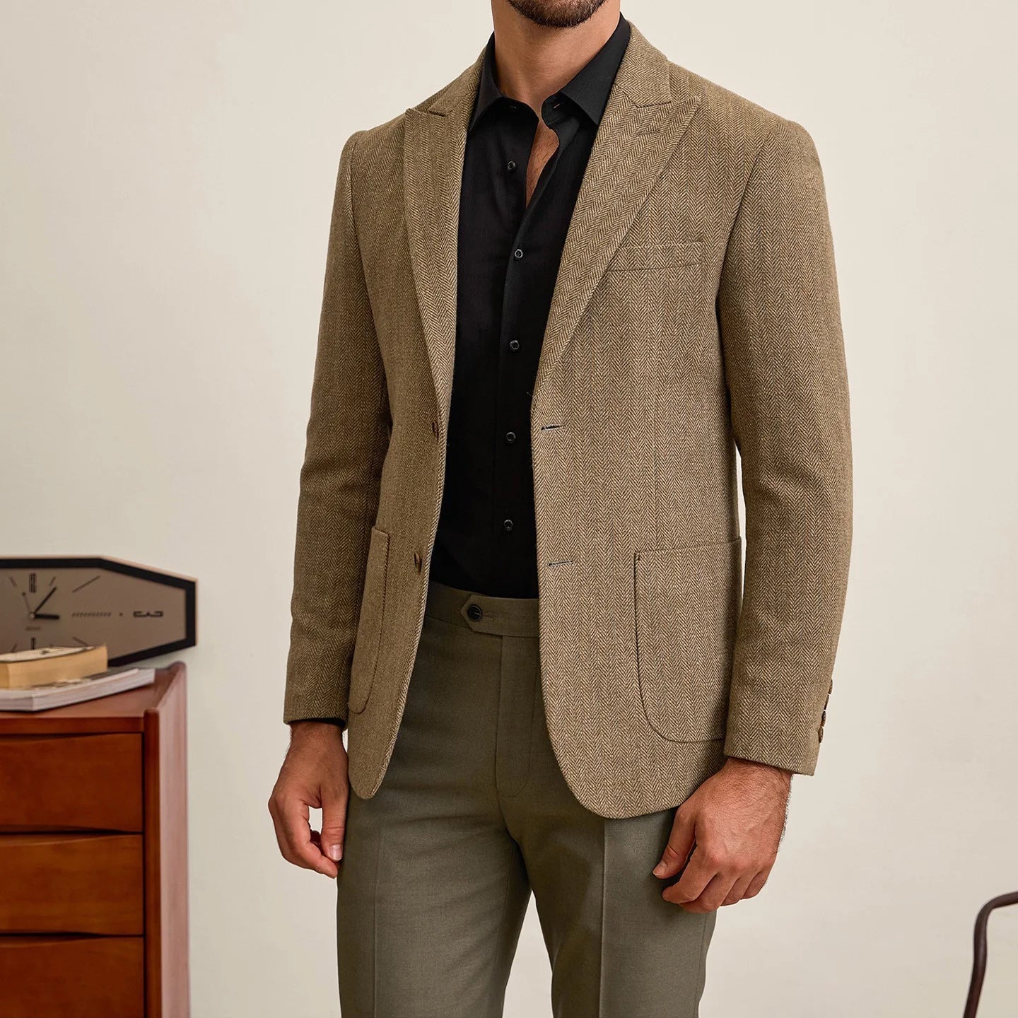 Men's Retro Wool Suit – Chic Slim-Fit Jacket for Autumn Style 4